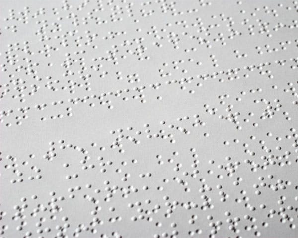 close up of brail on page